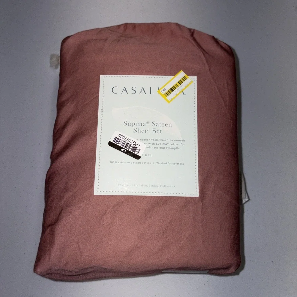 Casaluna Supima Sateen Sheet Set Full Rose 500 Thread Count (H)